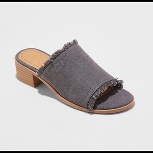Gray fringe Clog Mule Sandal